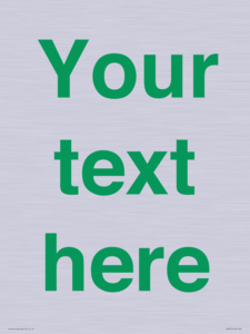 Custom blank information sign. Green text, plain background